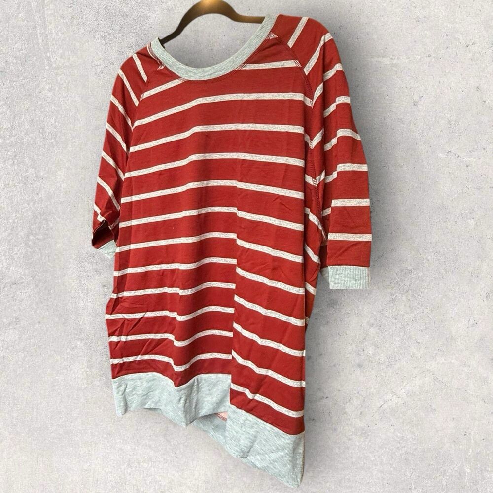 Lularoe Jane Red And Gray Stripe Size 3XL Short Sleeve